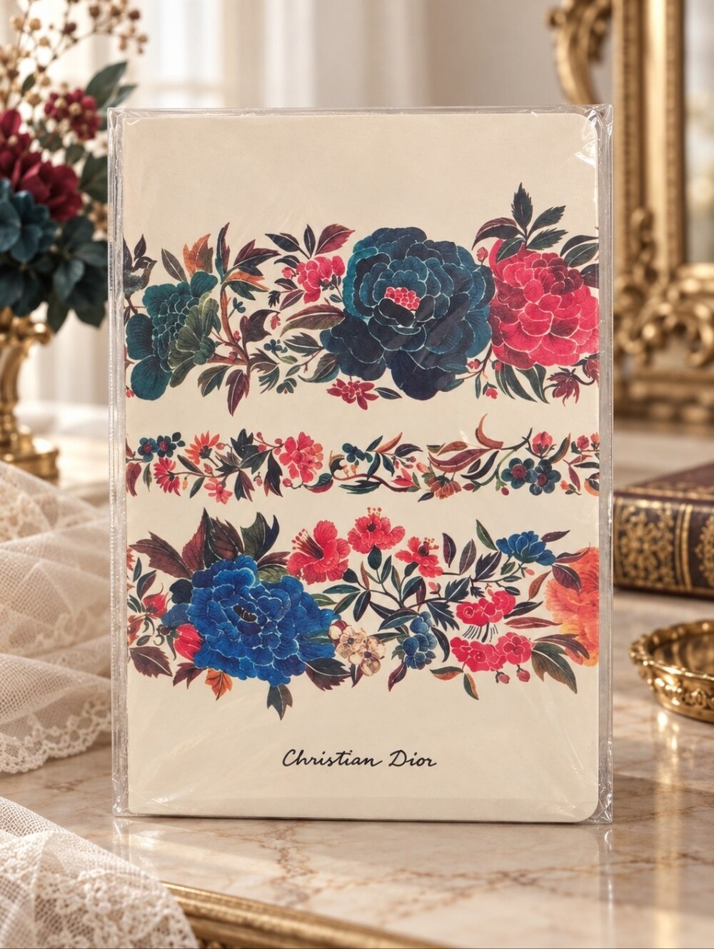 Christian Dior NWT Floral Notebook Journal Gift Set Luxury Stationery New